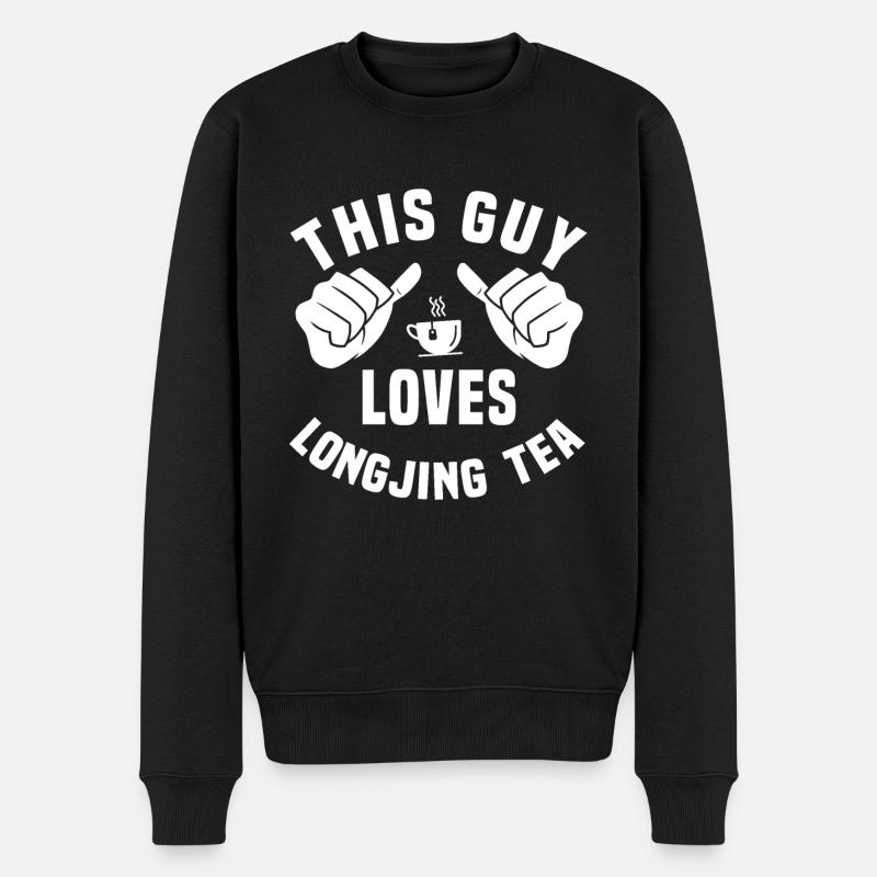 Lustiger Longjing Tee Humor - Männer Premium Bio Pullover - Schwarz