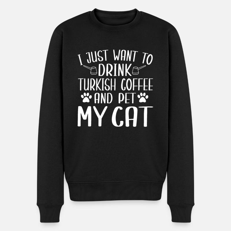 Café turc et chats - Pull Premium bio Homme - noir