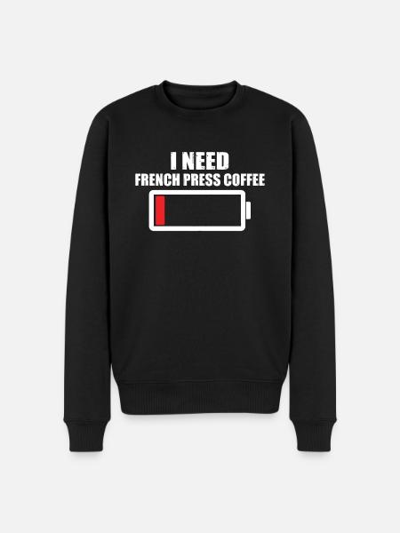 Funny French Coffee Press Gift - Men's Premium Organic Jumper - black