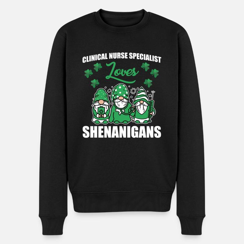Klinische Krankenschwester St. Patrick's Day - Männer Premium Bio Pullover - Schwarz