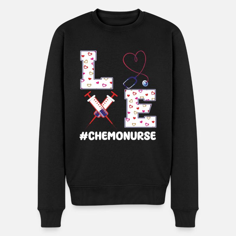 Chemo Krankenschwester Valentinstagsgeschenk - Männer Premium Bio Pullover - Schwarz