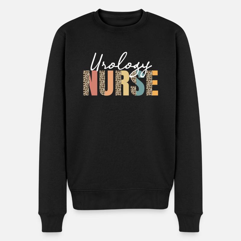 Urology Nurse Leopard Pattern - Men's Premium Organic Jumper - black