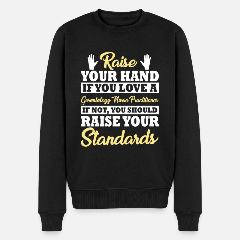 Gerontologie Krankenschwester Ehepartner Spruch - Männer Premium Bio Pullover - Schwarz
