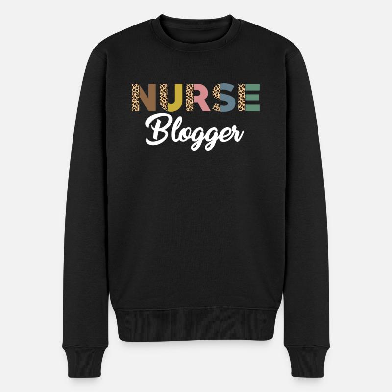 Krankenschwester Blogger Leopardenmuster - Männer Premium Bio Pullover - Schwarz