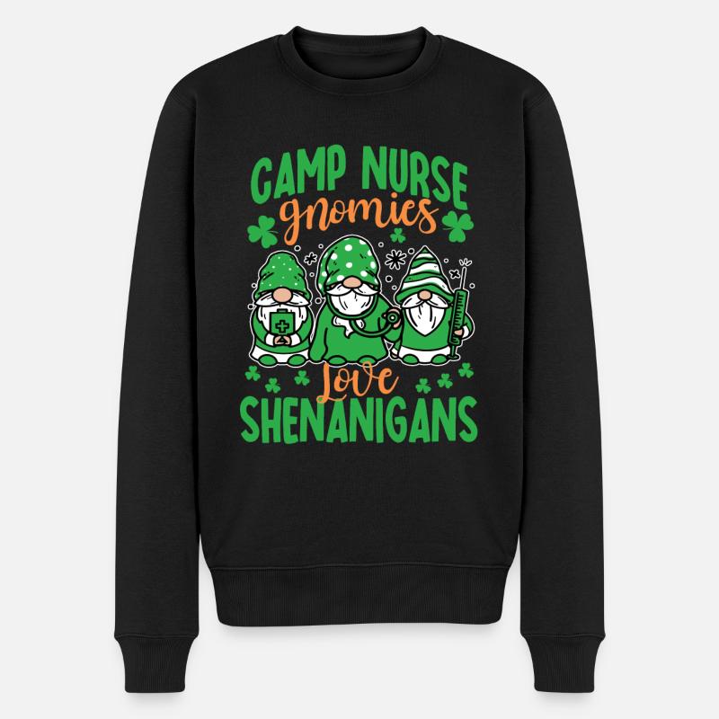 Lagerkrankenschwester Gnomies St. Patrick's Day - Männer Premium Bio Pullover - Schwarz