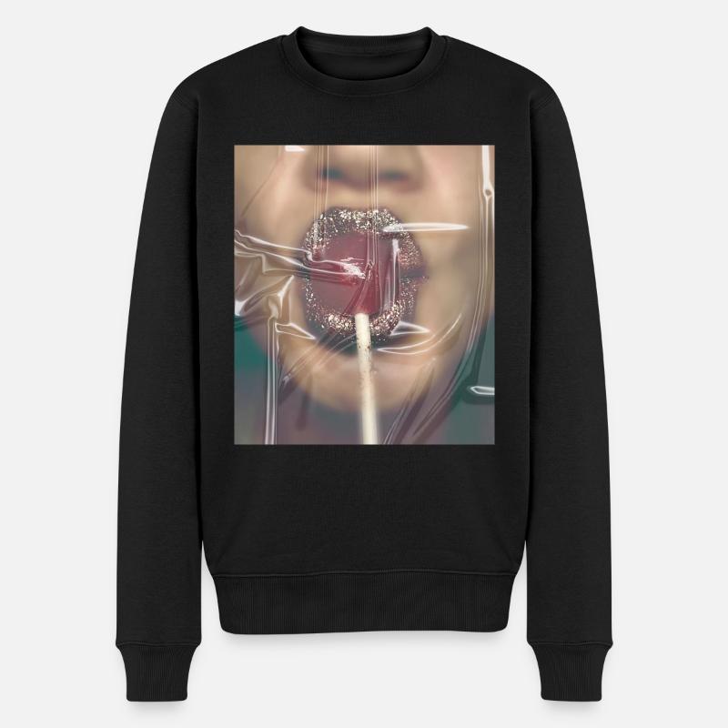 Lolli lippen Glitzer - Männer Premium Bio Pullover - Schwarz