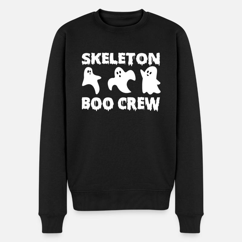 Gruseliger Skeleton Boo Crew Halloween - Männer Premium Bio Pullover - Schwarz