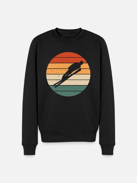 Retro Skispringer Outfit Skispringen - Männer Premium Bio Pullover - Schwarz