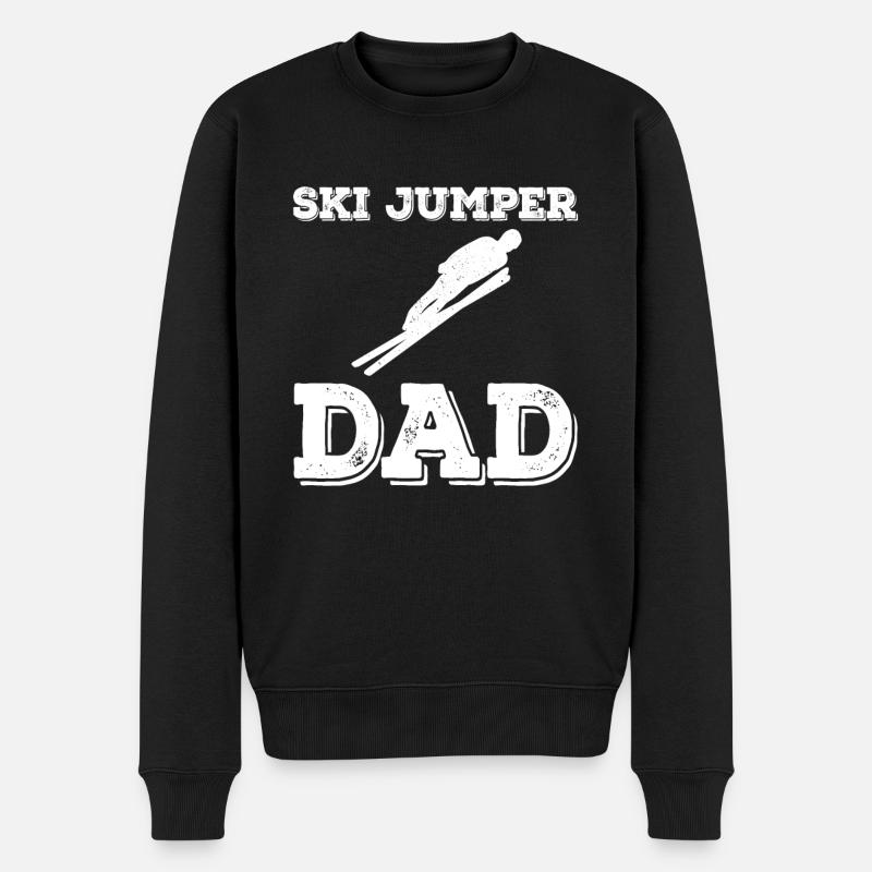 Skispringer Papa Shirt Skispringen Herren - Männer Premium Bio Pullover - Schwarz