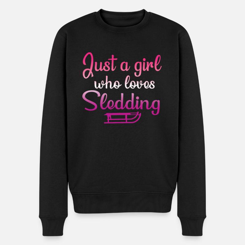 Schlittenfahren Mädchen Design - Männer Premium Bio Pullover - Schwarz