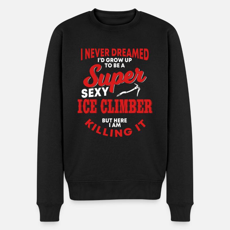Lustige Eiskletterer Shirt - Männer Premium Bio Pullover - Schwarz
