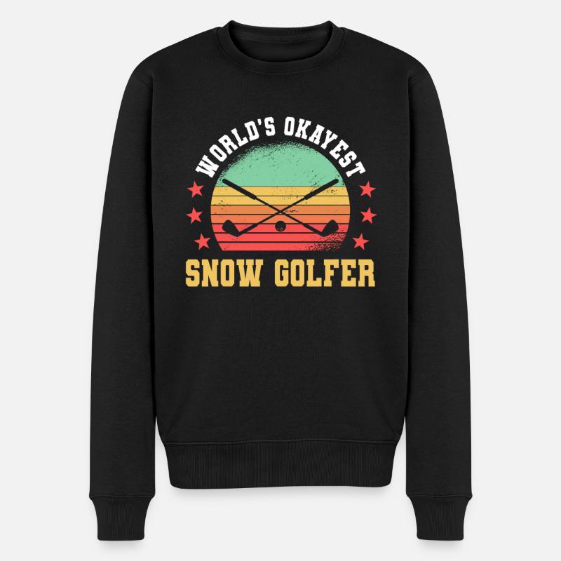 Funny Snow Golf Gift - Men's Premium Organic Jumper - black