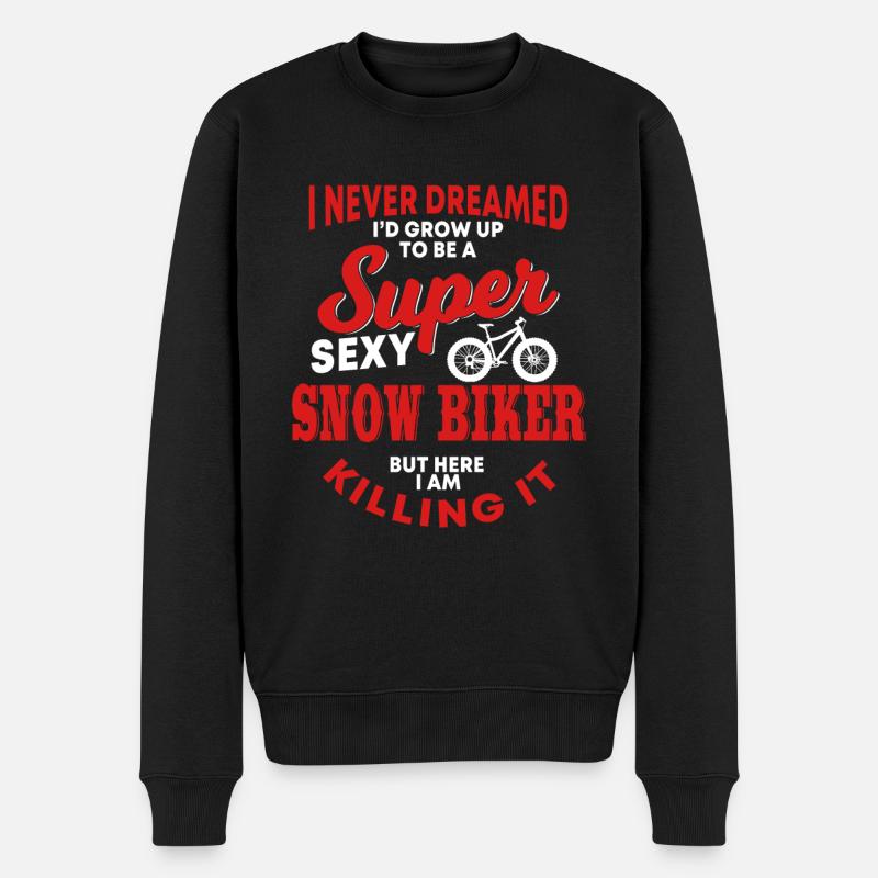 Lustige Snowbiking Design - Männer Premium Bio Pullover - Schwarz