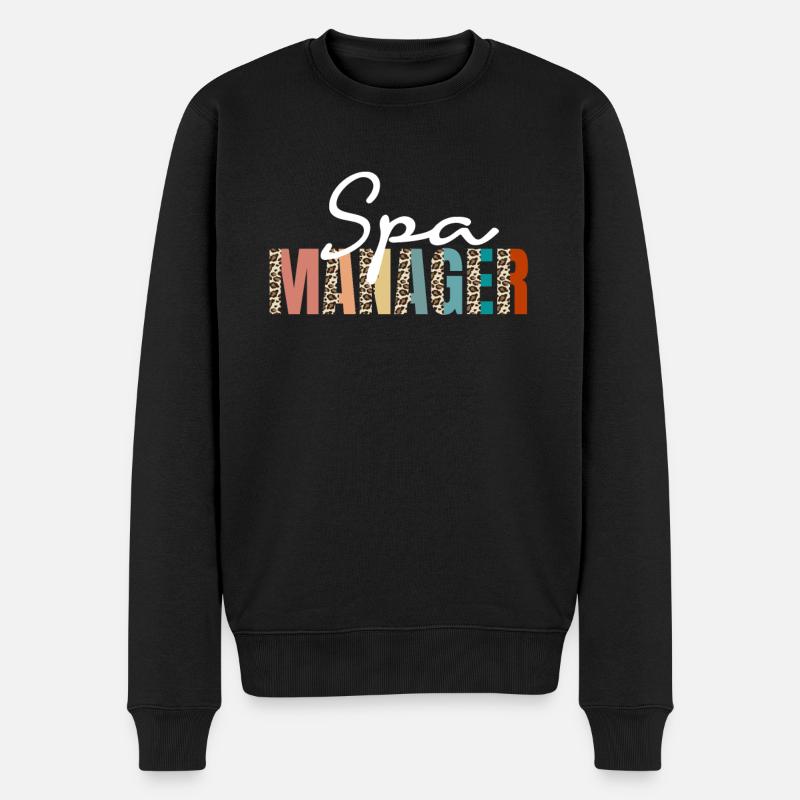 Spa Manager Leopard Print - Men's Premium Organic Jumper - black