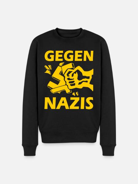 Gegen nazis - Männer Premium Bio Pullover - Schwarz