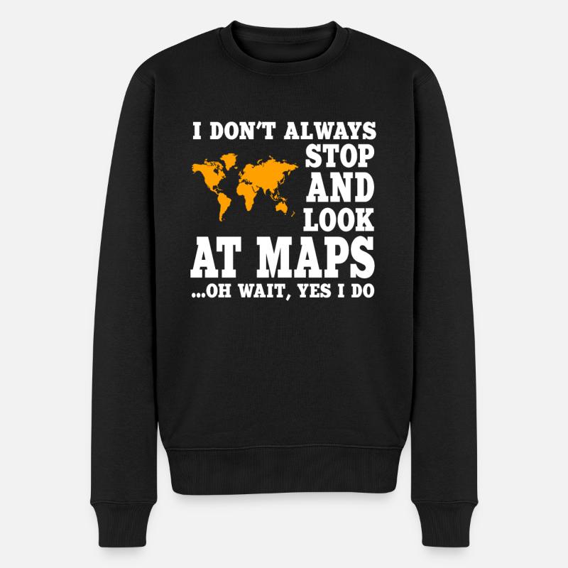 Geographie Liebhaber - Männer Premium Bio Pullover - Schwarz