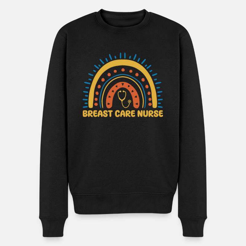 Brustpflegerin Boho Rainbow - Männer Premium Bio Pullover - Schwarz