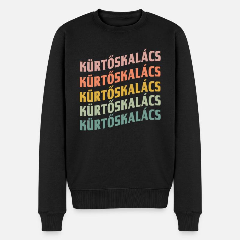 Conception de polices Kürtőskalács - Pull Premium bio Homme - noir