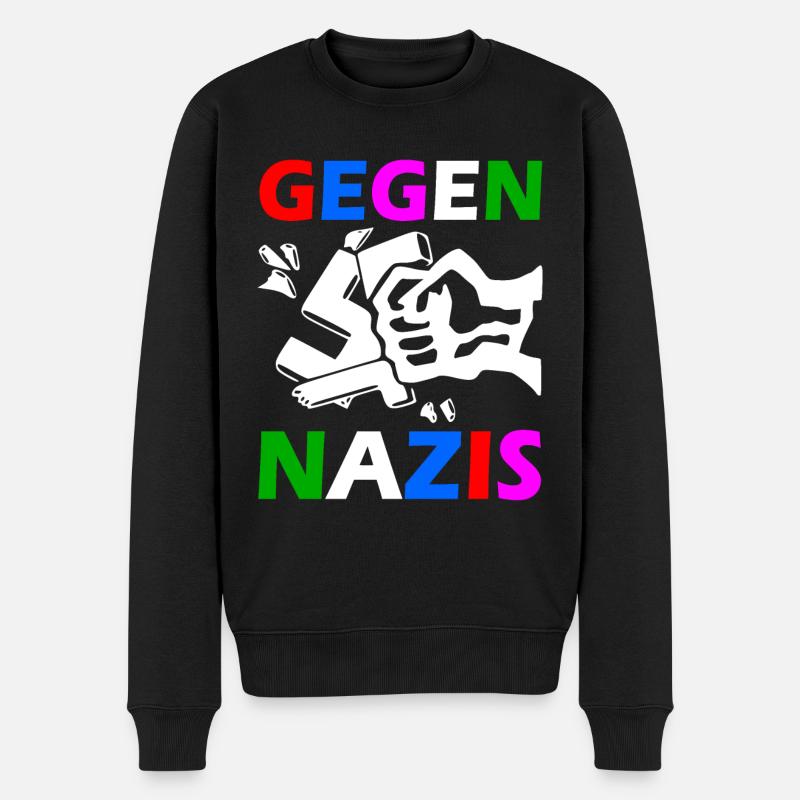 Gegen nazis faust - Männer Premium Bio Pullover - Schwarz
