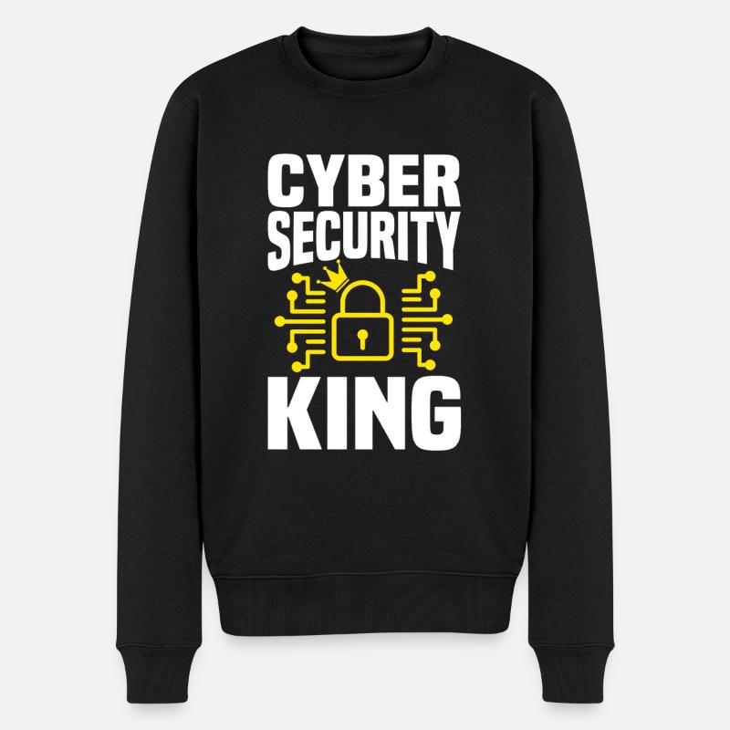 Cyber Security König - Männer Premium Bio Pullover - Schwarz