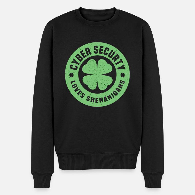 Cyber Security St. Patrick's Day - Men's Premium Organic Jumper - black