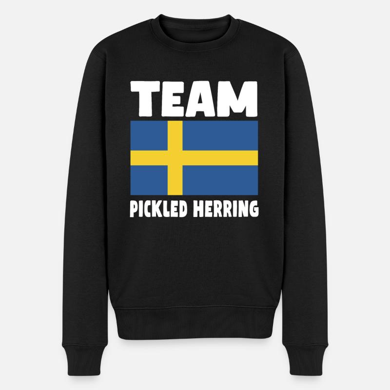 Eingelegter Hering Schwedische Fahne - Männer Premium Bio Pullover - Schwarz