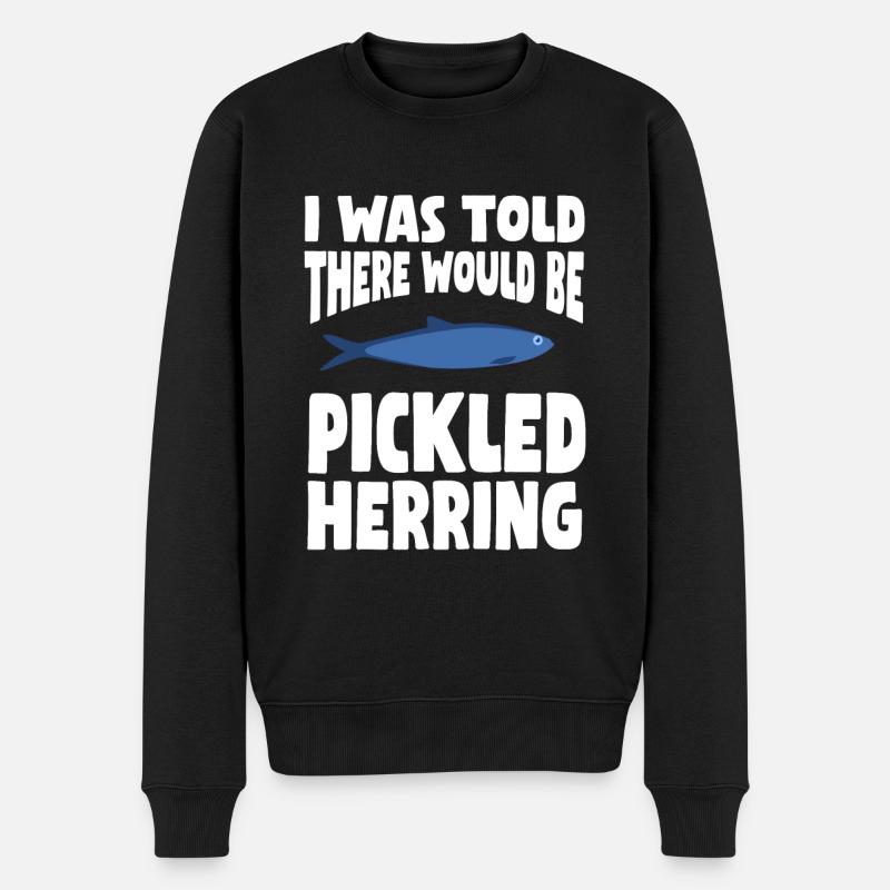 Eingelegter Hering Design - Männer Premium Bio Pullover - Schwarz