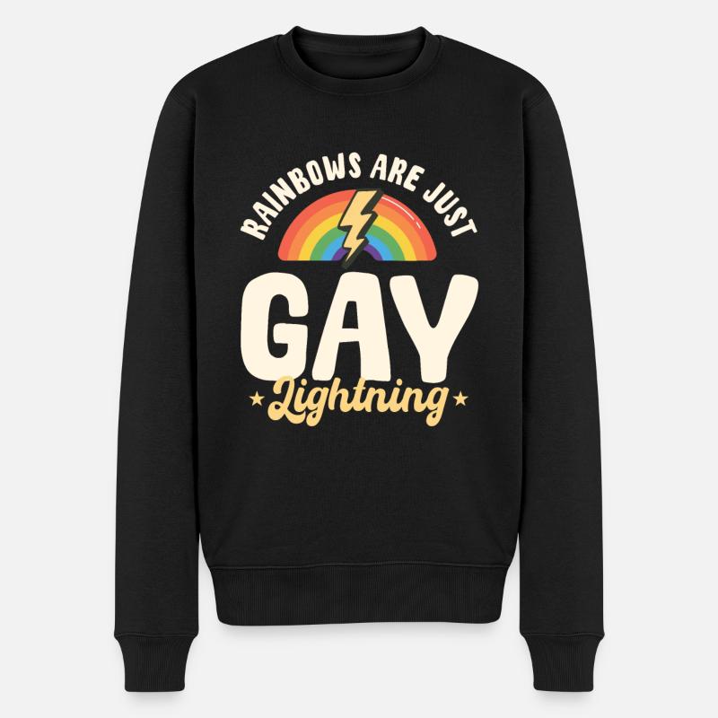 Regenbogen Sind Nur Schwule Blitze - Männer Premium Bio Pullover - Schwarz