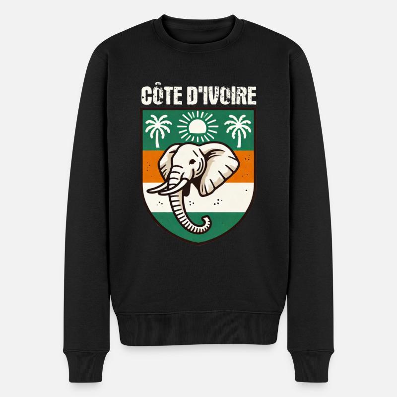Carte avec le drapeau de la Côte d’Ivoire, - Pull Premium bio Homme - noir