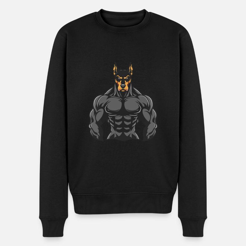 Doberman Chien Muscles Musculation - Pull Premium bio Homme - noir