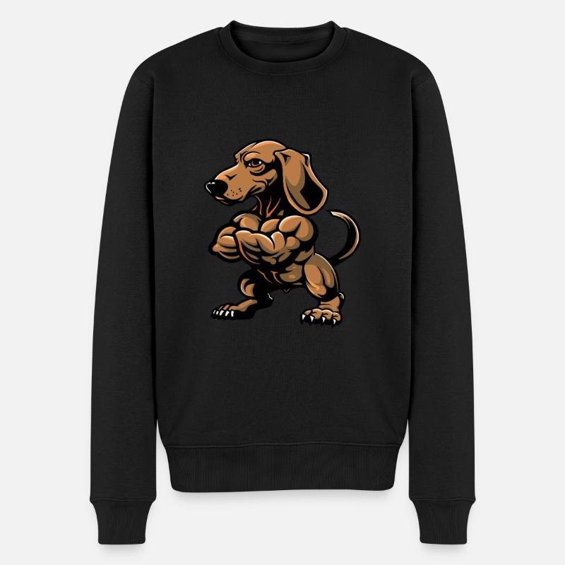 Teckel Chien Muscles Musculation Teckel - Pull Premium bio Homme - noir