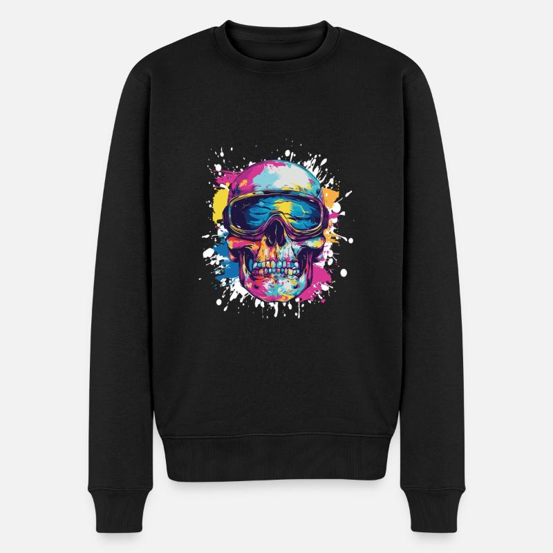 Ski Skibrille Totenkopf - Männer Premium Bio Pullover - Schwarz