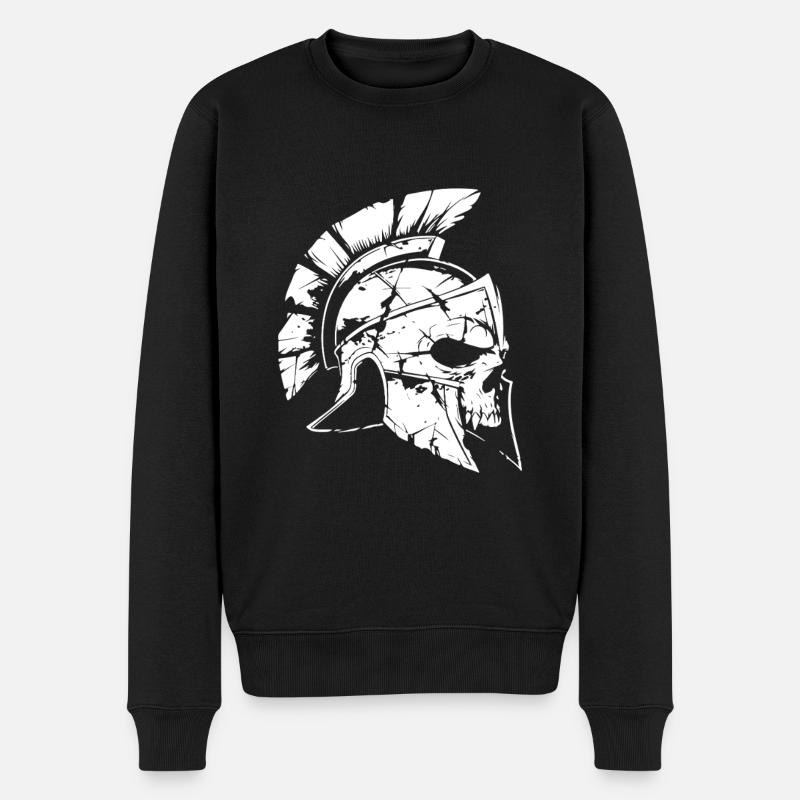 Crâne de gladiateur spartiate - Pull Premium bio Homme - noir