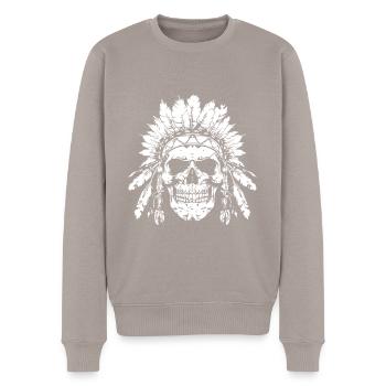 Häuptling Totenkopf - Männer Premium Bio Pullover - Taupe - Vorne - Nico (187cm)