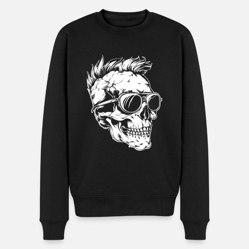 Punker Totenkopf - Männer Premium Bio Pullover - Schwarz