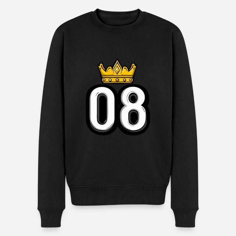 8 Zahl Krone - Männer Premium Bio Pullover - Schwarz