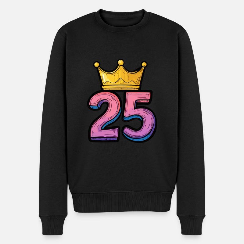 25 Zahl Krone - Männer Premium Bio Pullover - Schwarz