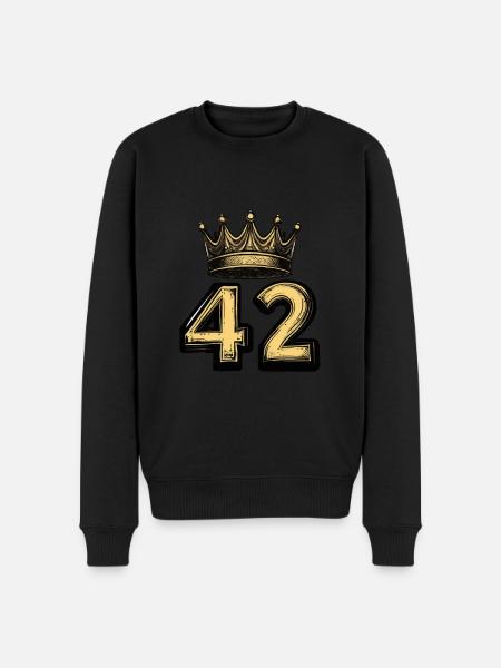 42 Zahl Krone - Männer Premium Bio Pullover - Schwarz