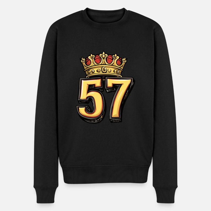 57 Zahl Krone - Männer Premium Bio Pullover - Schwarz