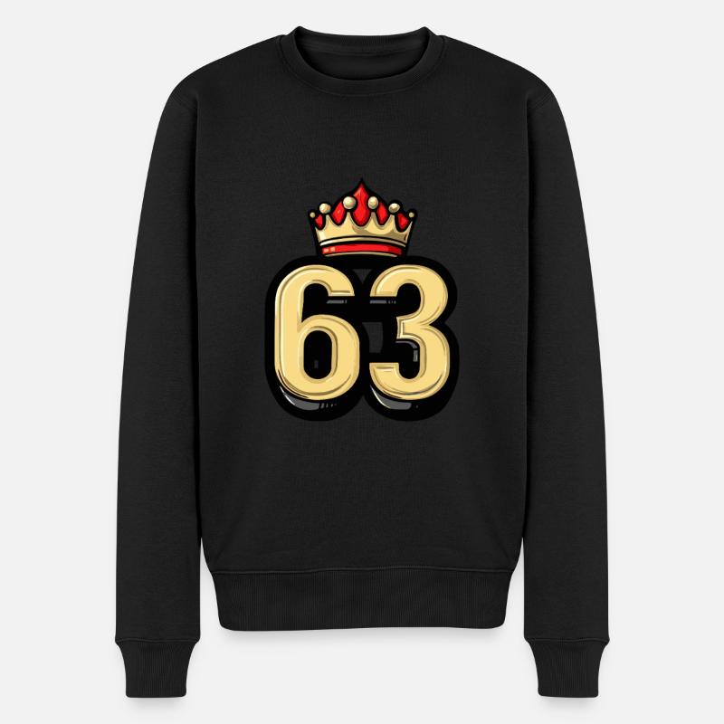 63 Zahl Krone - Männer Premium Bio Pullover - Schwarz
