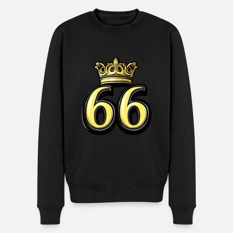 66 Zahl Krone - Männer Premium Bio Pullover - Schwarz