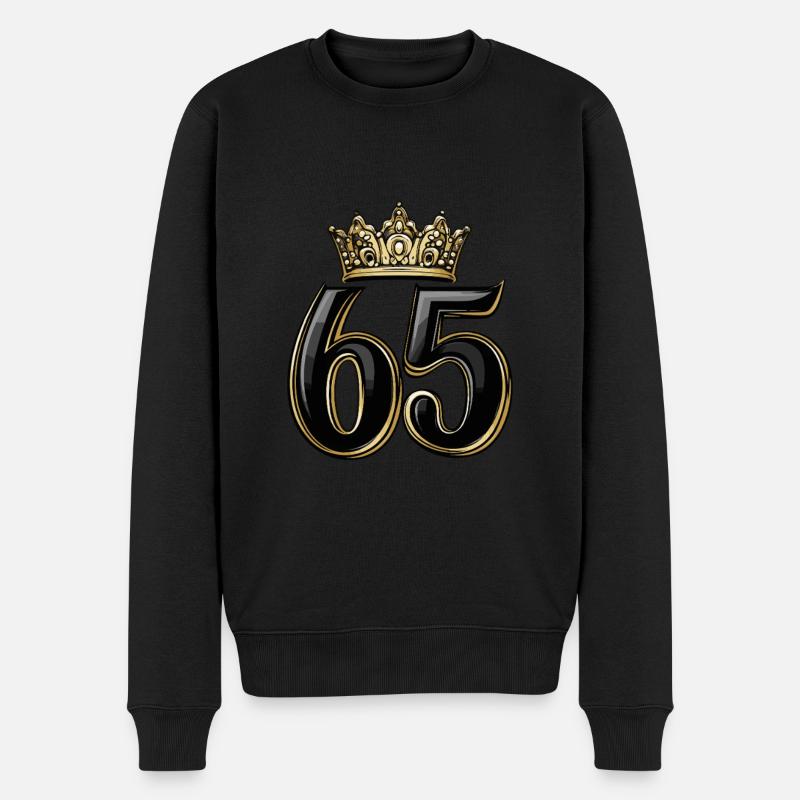 65 Zahl Krone - Männer Premium Bio Pullover - Schwarz