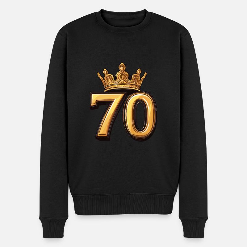 70 Zahl Krone - Männer Premium Bio Pullover - Schwarz