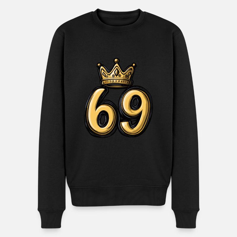 69 Zahl Krone - Männer Premium Bio Pullover - Schwarz
