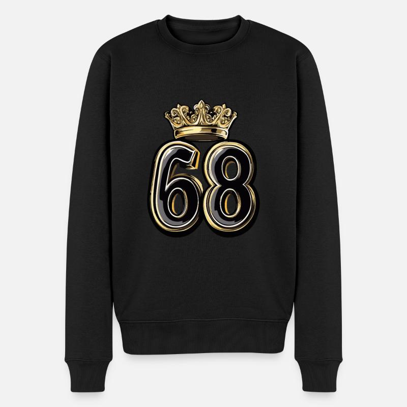 68 Zahl Krone - Männer Premium Bio Pullover - Schwarz