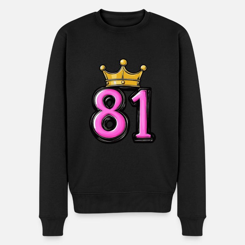 81 Zahl Krone - Männer Premium Bio Pullover - Schwarz