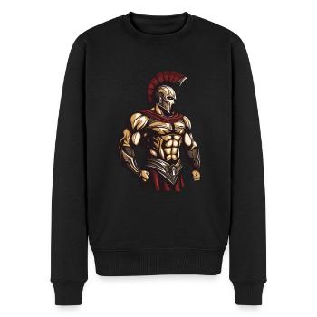 Spartaner - Männer Premium Bio Pullover - Schwarz - Vorne - Nico (187cm)