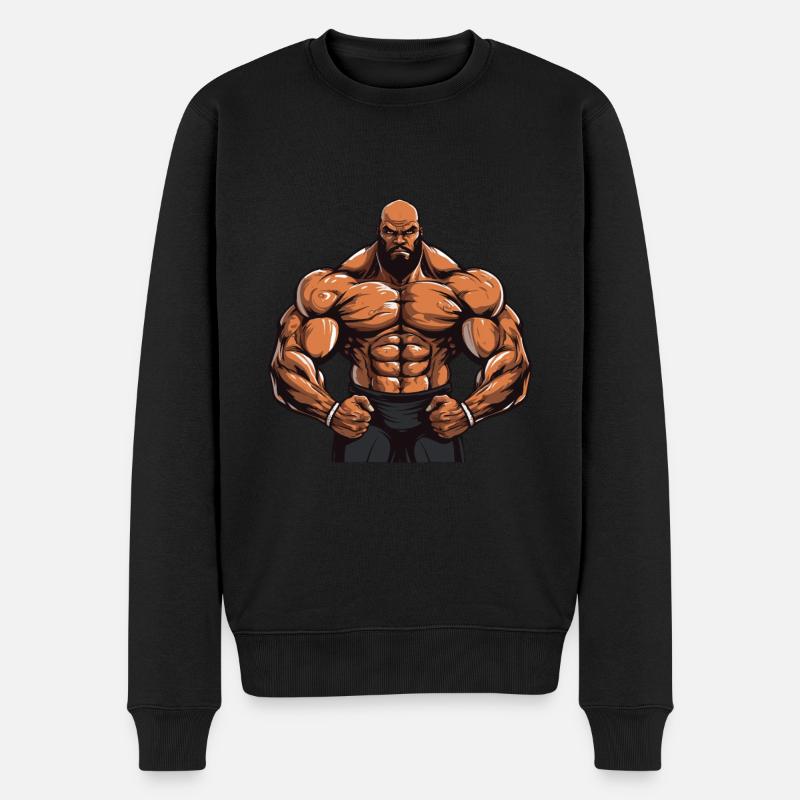 Workout Bodybuilder - Männer Premium Bio Pullover - Schwarz