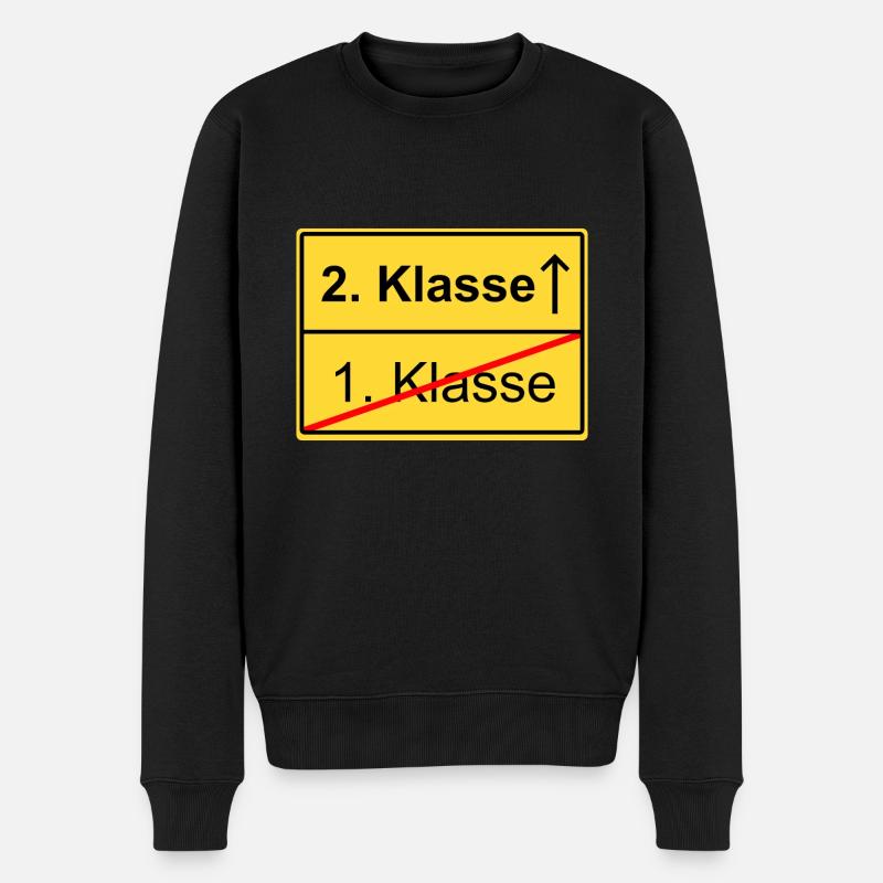 Ortsschild 1 Klasse 2 Klasse Schild Schule - Männer Premium Bio Pullover - Schwarz