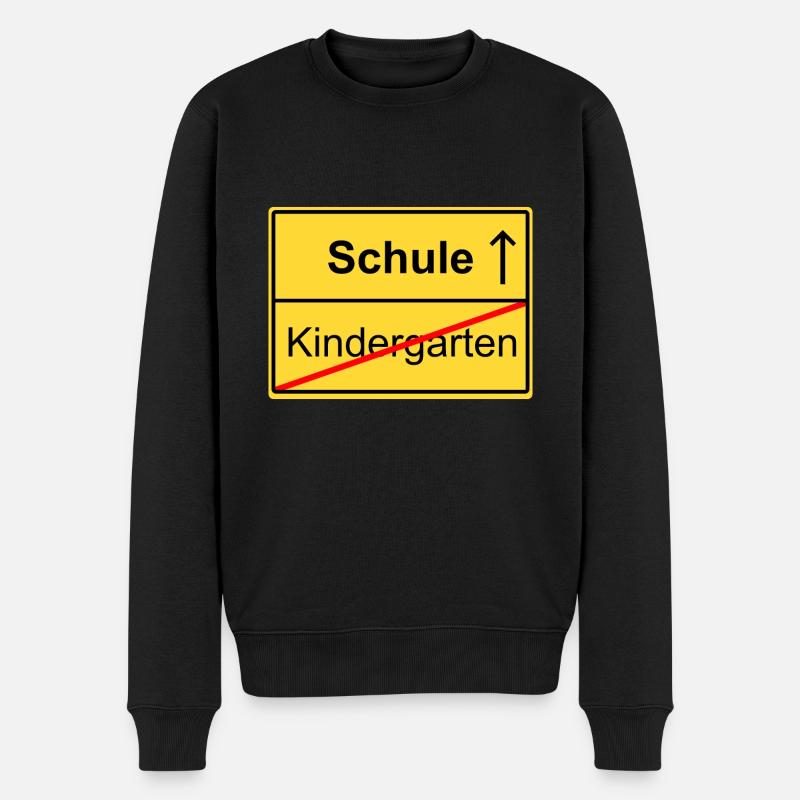 Ortsschild Kindergarten Schule Schild Schulanfang - Männer Premium Bio Pullover - Schwarz